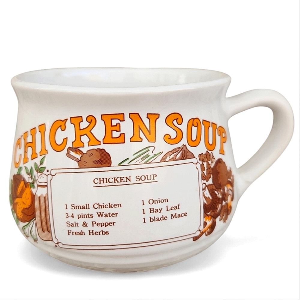 🍗 Vintage Ceramic Chicken Soup Recipe Bowl Cup 🍗